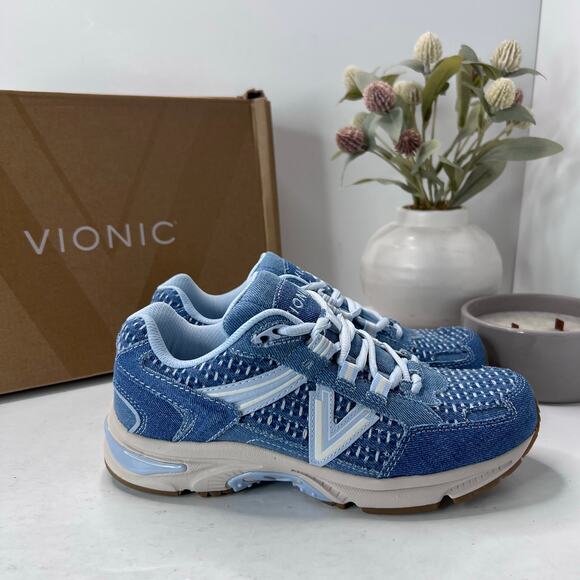 Vionic 23 Walker Denim Lace Up Sneakers Comfort Shoe Blue Women's 6 Medium NWB - Picture 3 of 10